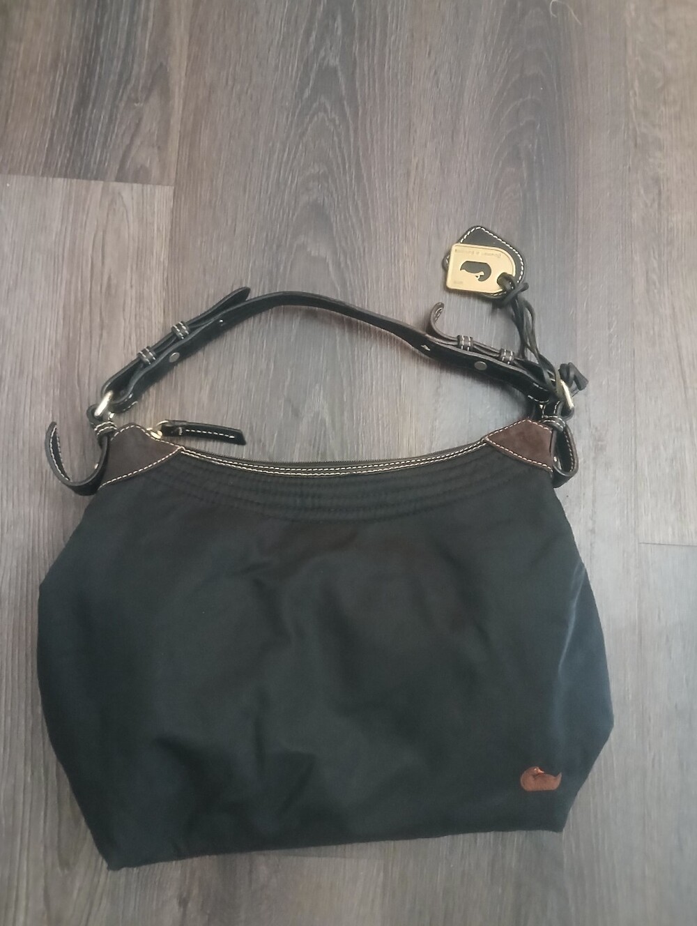 Dooney Bourke Vintage Erica Black Nylon Hobo Shoulder Bag